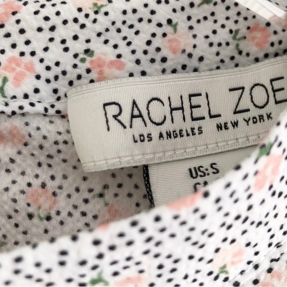 Rachel Zoe Floral Polka Dot Print Long Sleeve Blouse Size Small - Picture 2 of 5